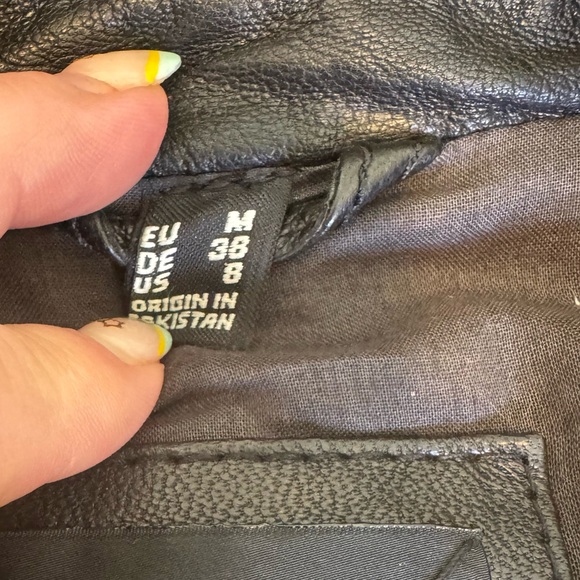 Mauritius Black Scatter Star Leather Jacket Size 8 - Picture 14 of 16